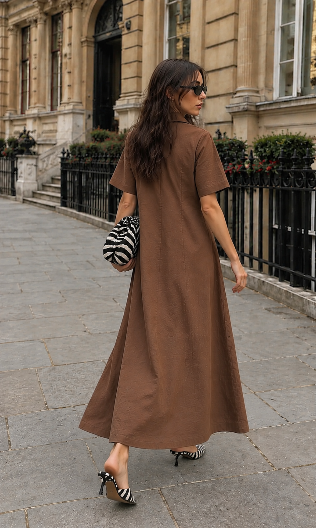 Chocolate Brown A-Line Maxi Shirt Dress