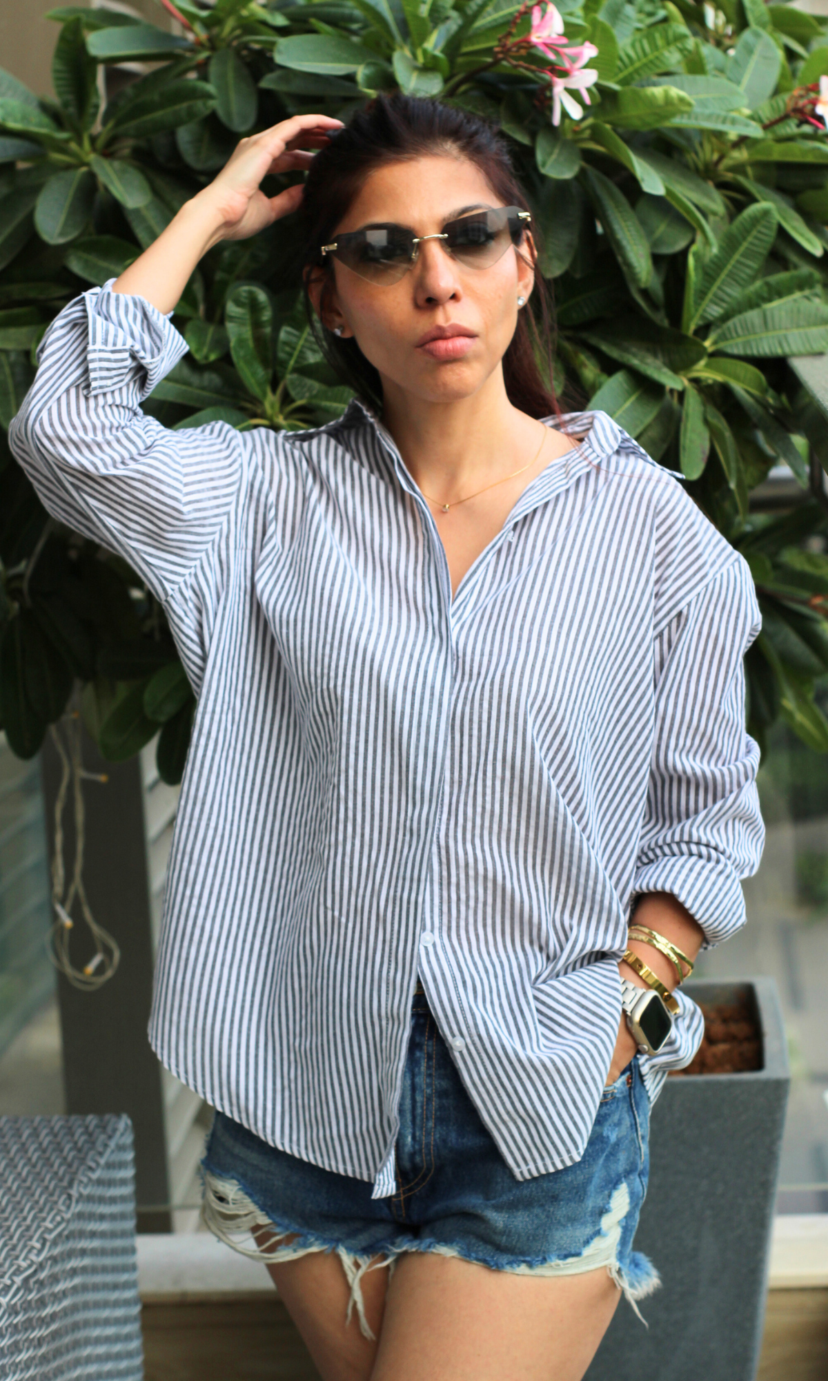 Charcoal Linear Striped Shirt