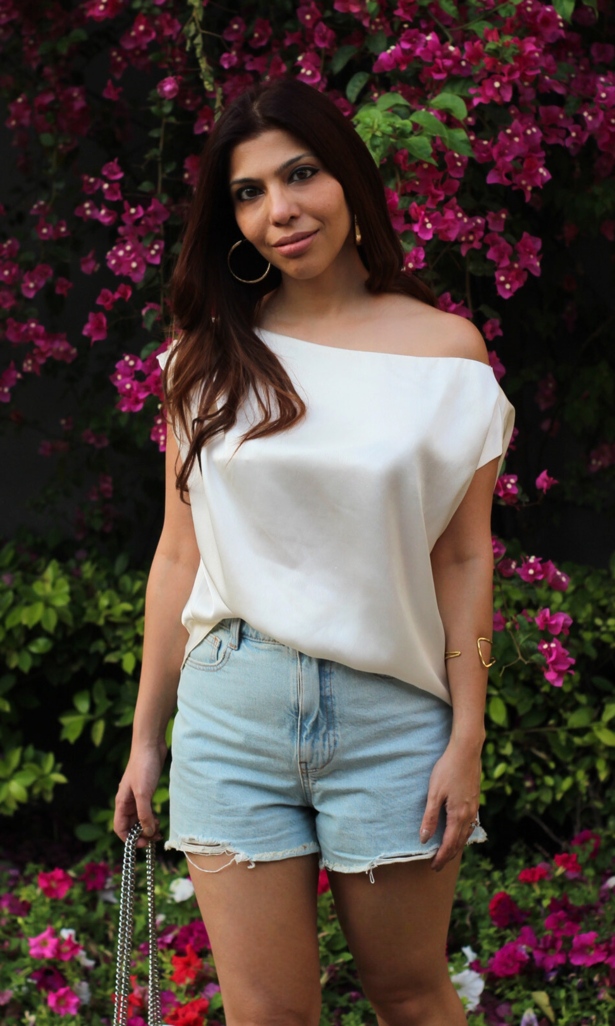 Pearl White One-Shoulder Top