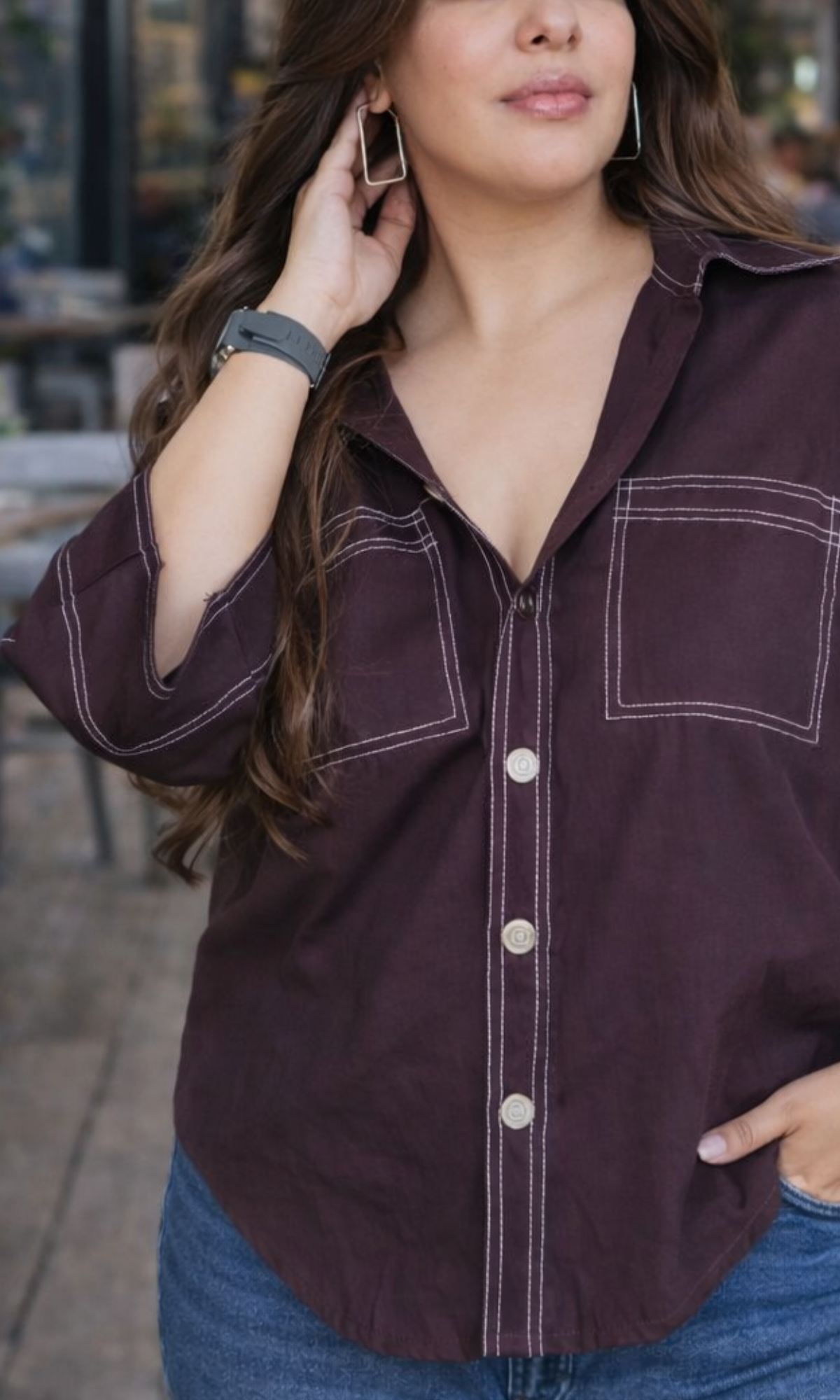 Thread Detail Purple Shirt