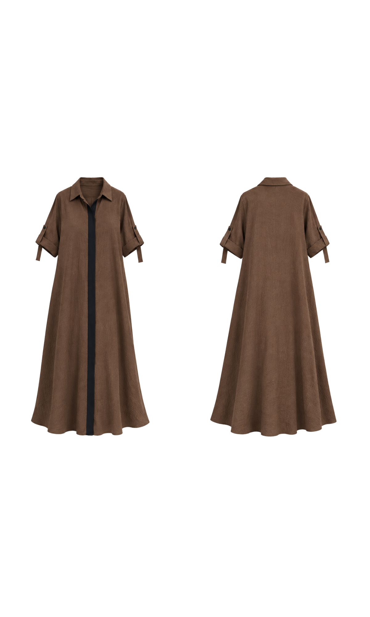 Mocha Contrast Placket Maxi Dress