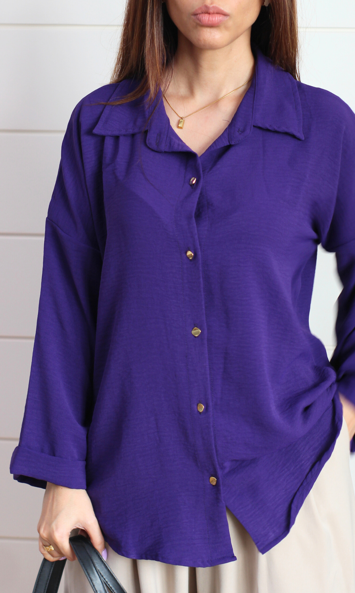 Purple Metallic Buttoned Shirt