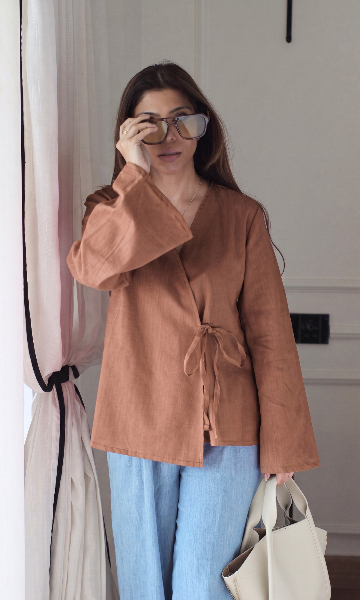 Chocolate Brown Cotton Kimono Top