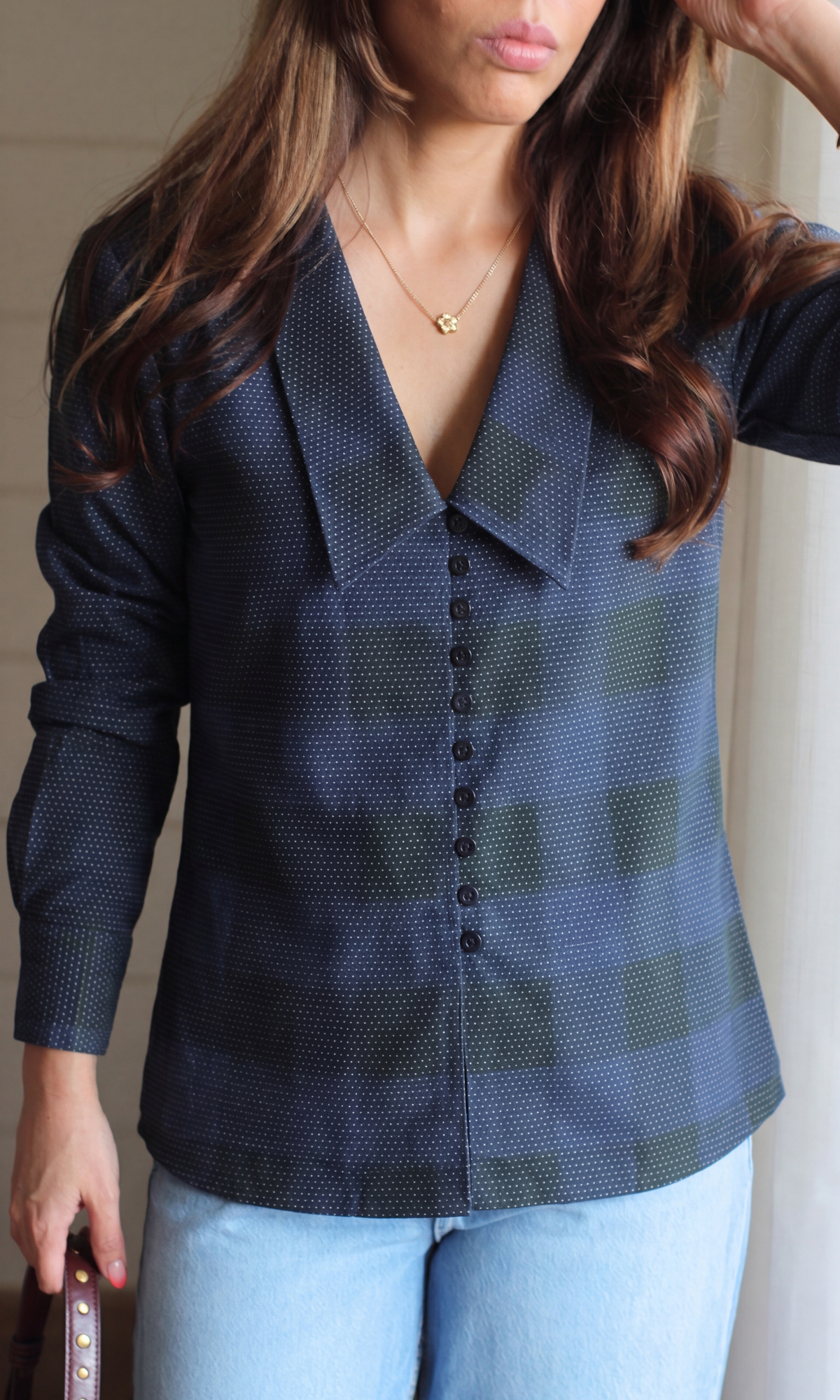 Noir Textured Peter Pan Collar Shirt