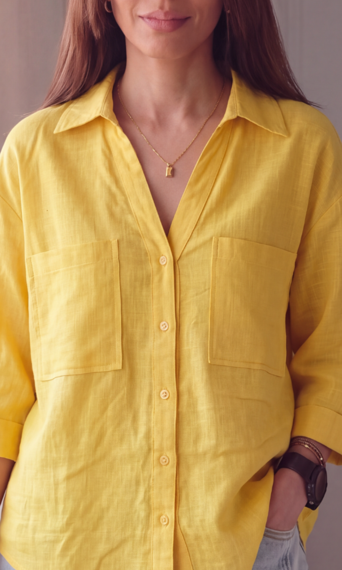 Mustard Textured Cotton Cropped Shirt
