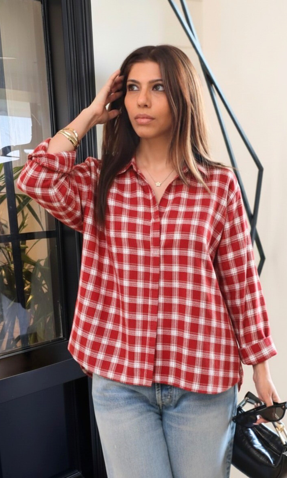 Red Block Checked Shirt