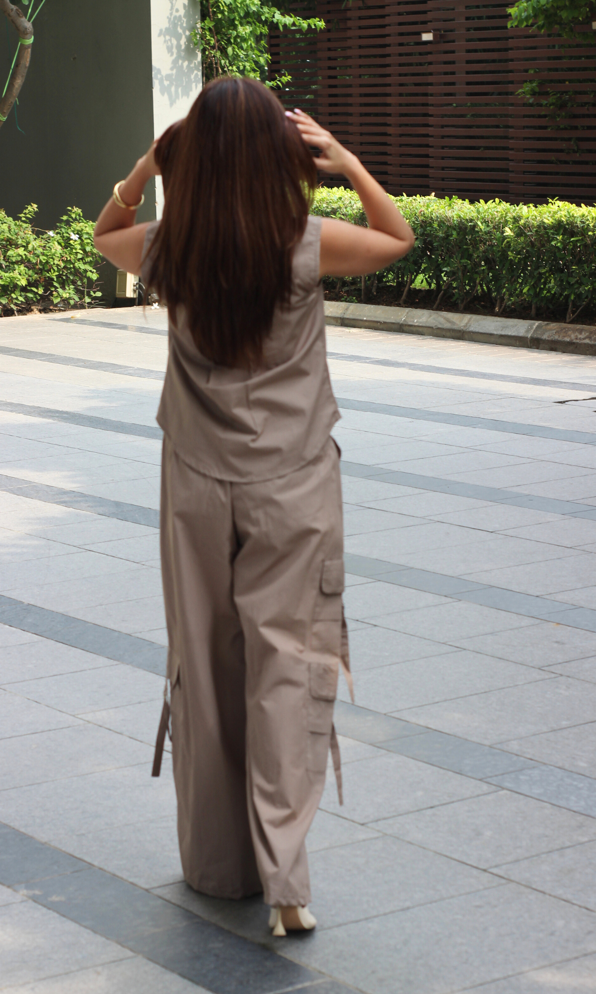 Greige Poplin Shirt and Cargo Pants Co-ord