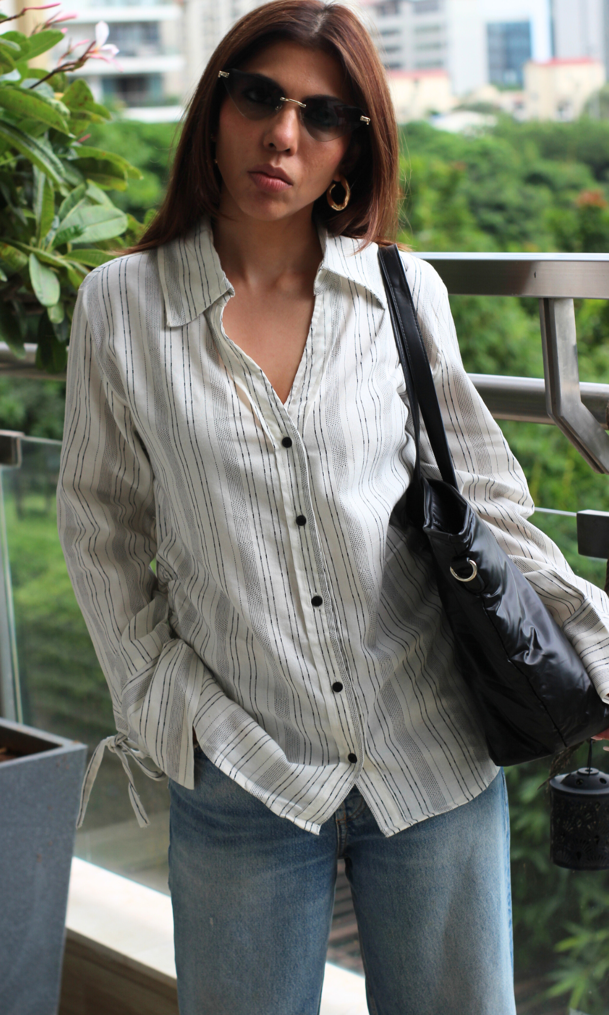 Linear Weave String Detail Shirt