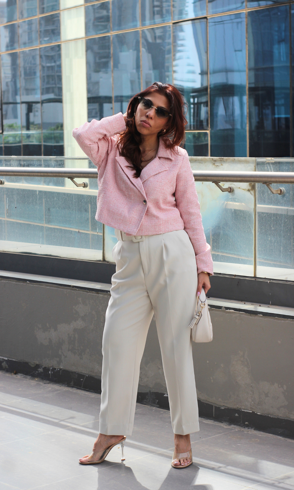 Blush Hour Tweed Cropped Blazer