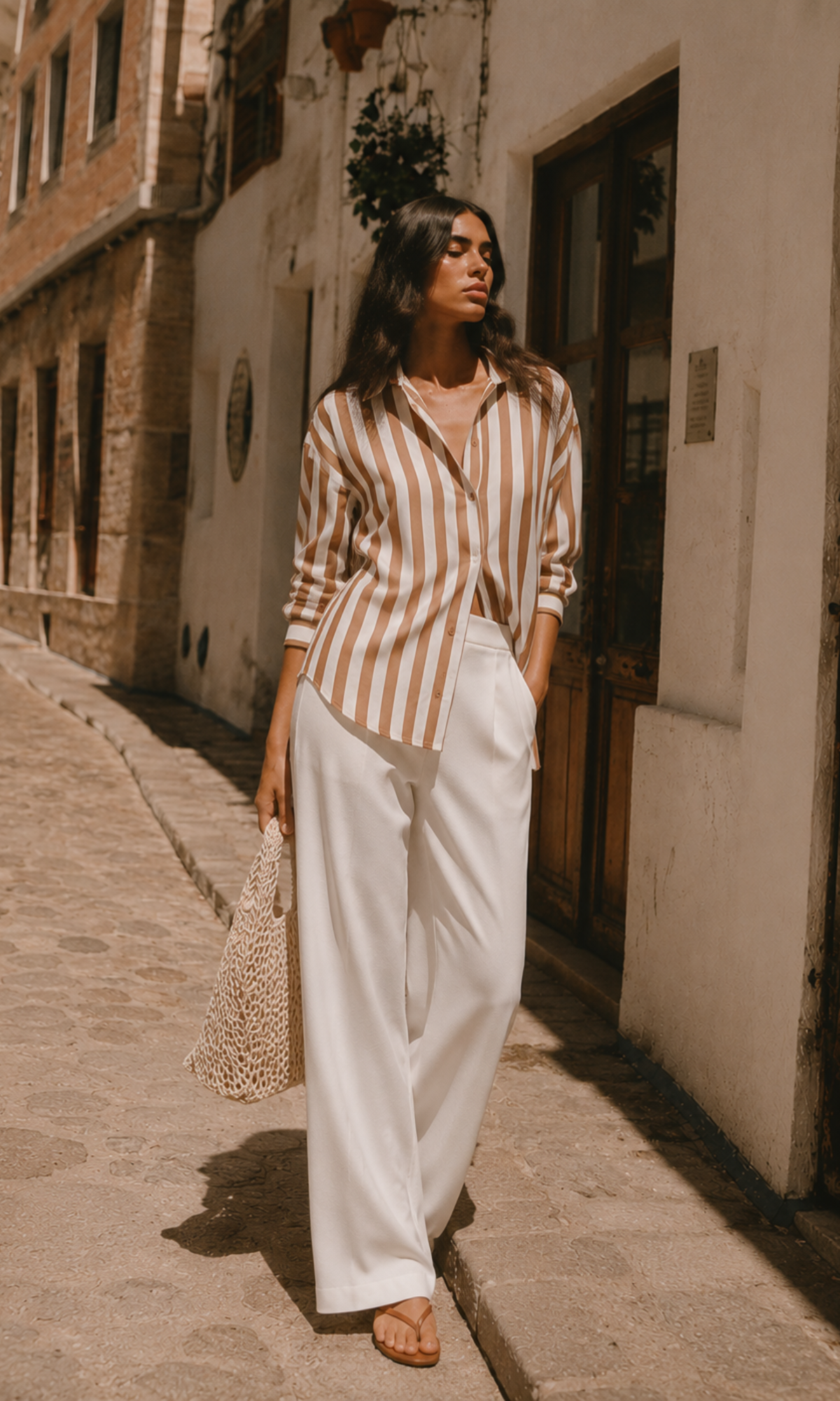Rust Ivory Stripe Relaxed Shirt