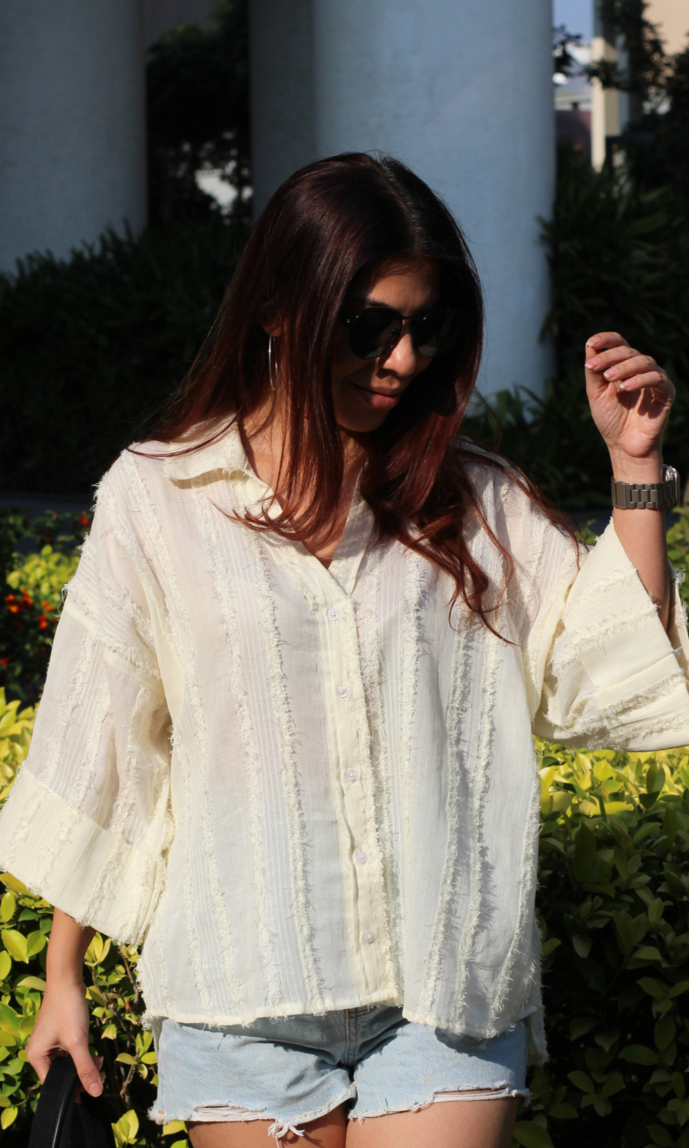 Ivory Stripe Texture Shirt