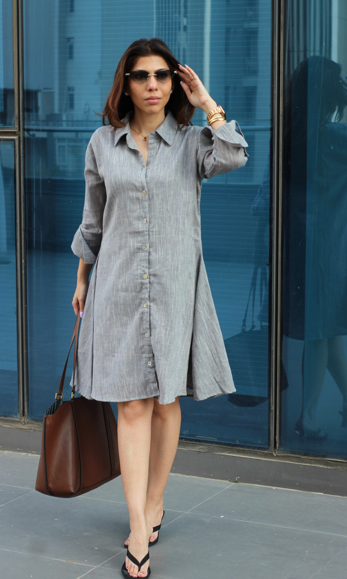 Greyline Striped Shirt Dress