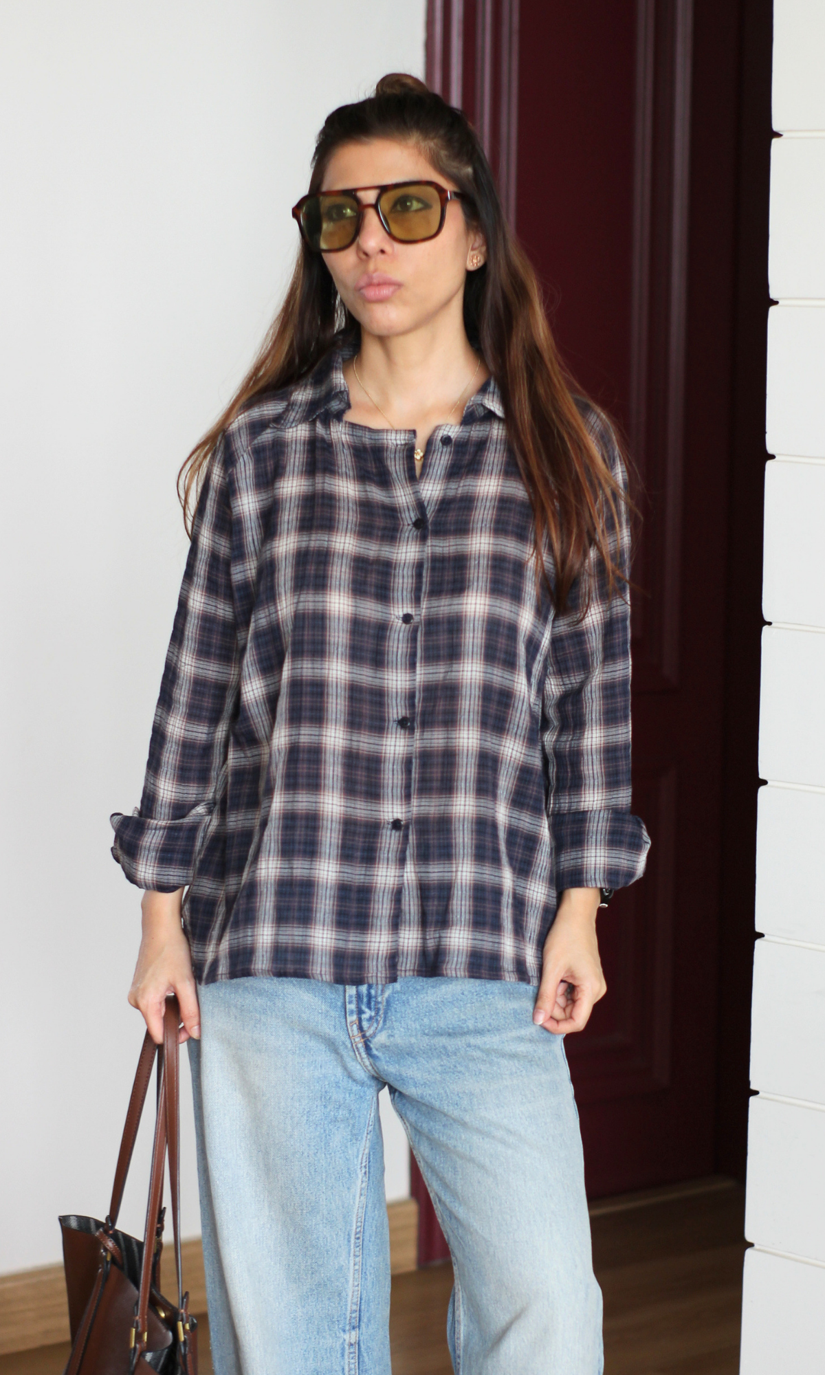 Grey Multi-Check Box Shirt