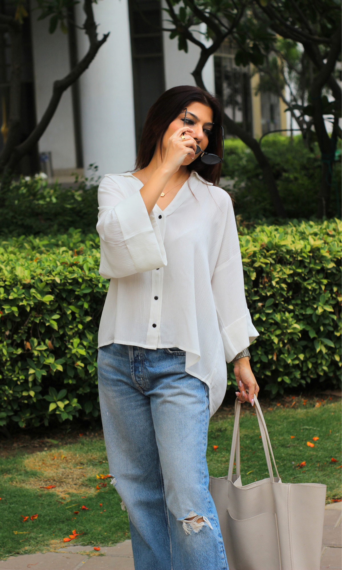 White Crinkled Cotton Shirt