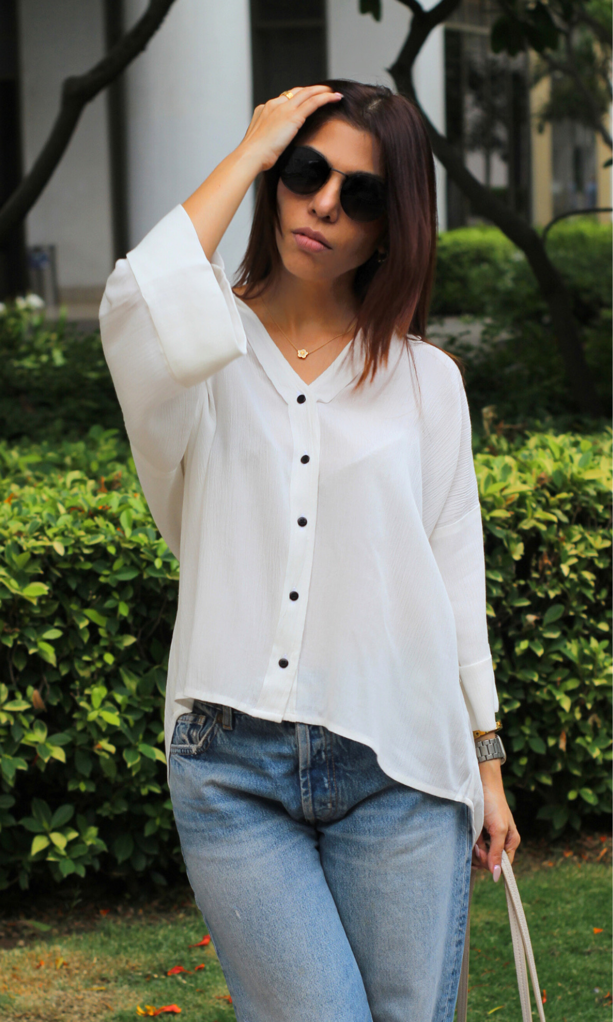 White Crinkled Cotton Shirt