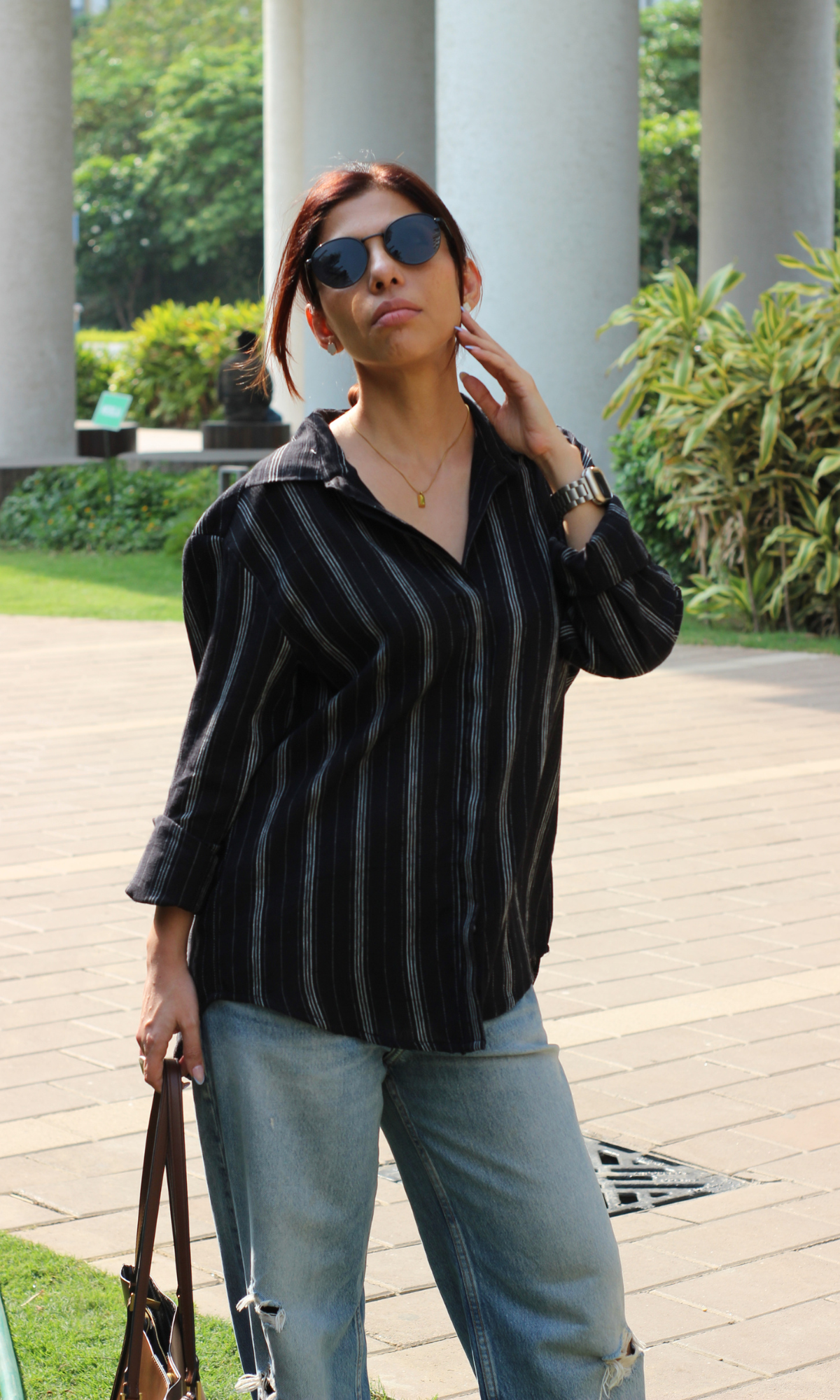Black Striped Cotton Shirt
