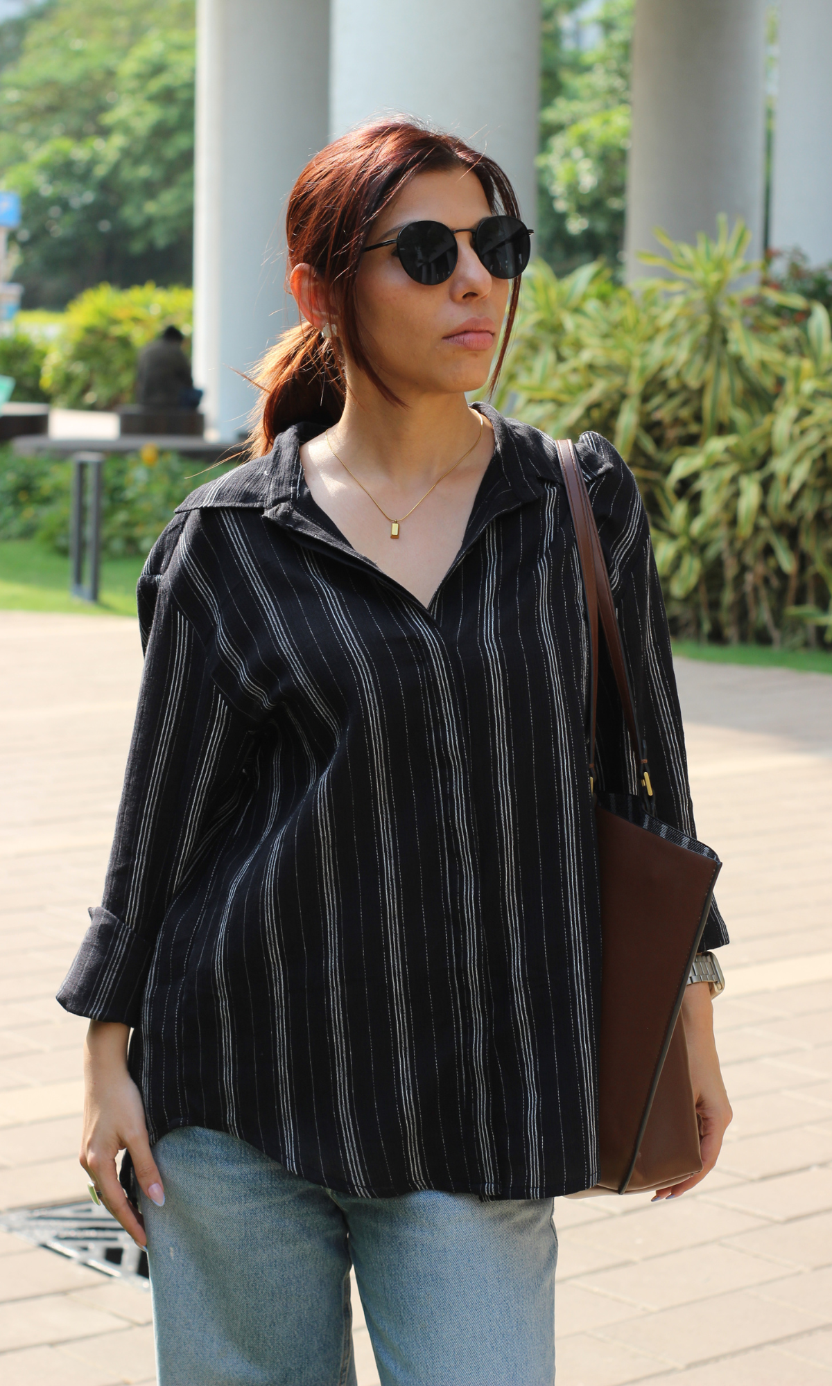 Black Striped Cotton Shirt