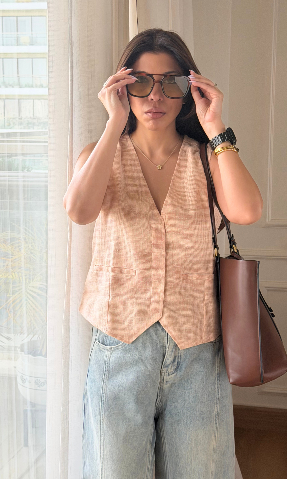 Light Orange Textured Waistcoat
