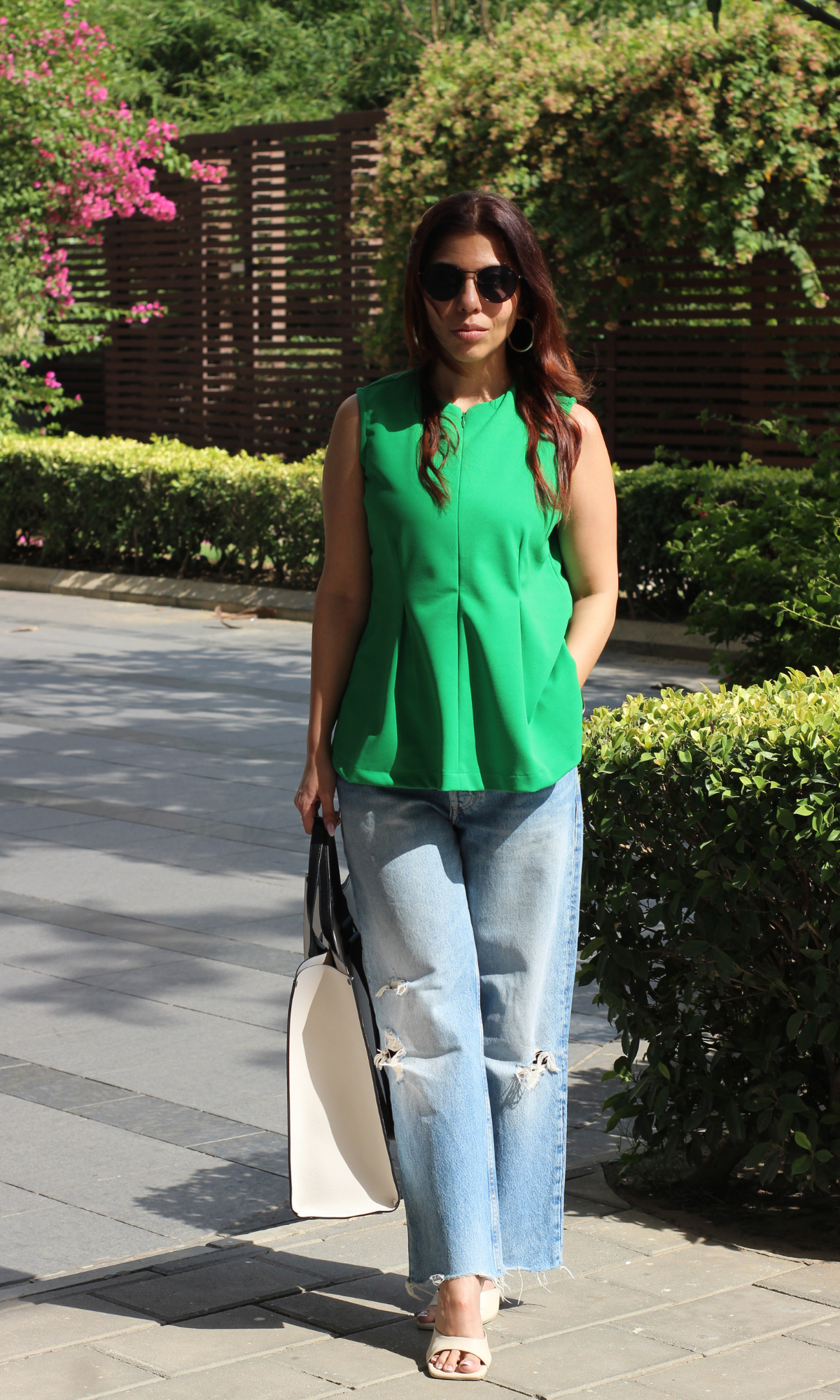 Kelly Green Sleek-Pleat Detail Top