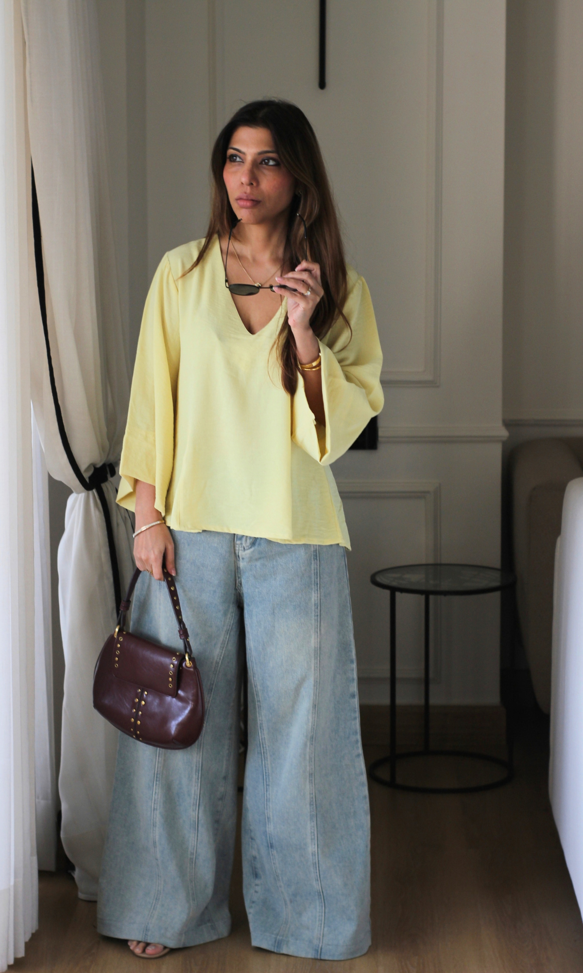 Citrus V-Neck Peplum Top
