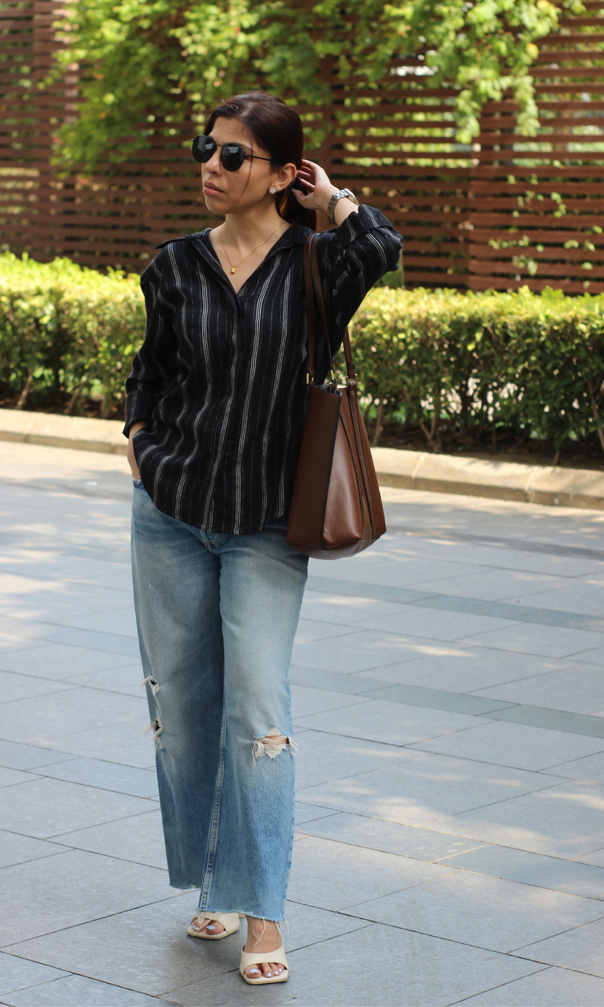 Black Striped Cotton Shirt