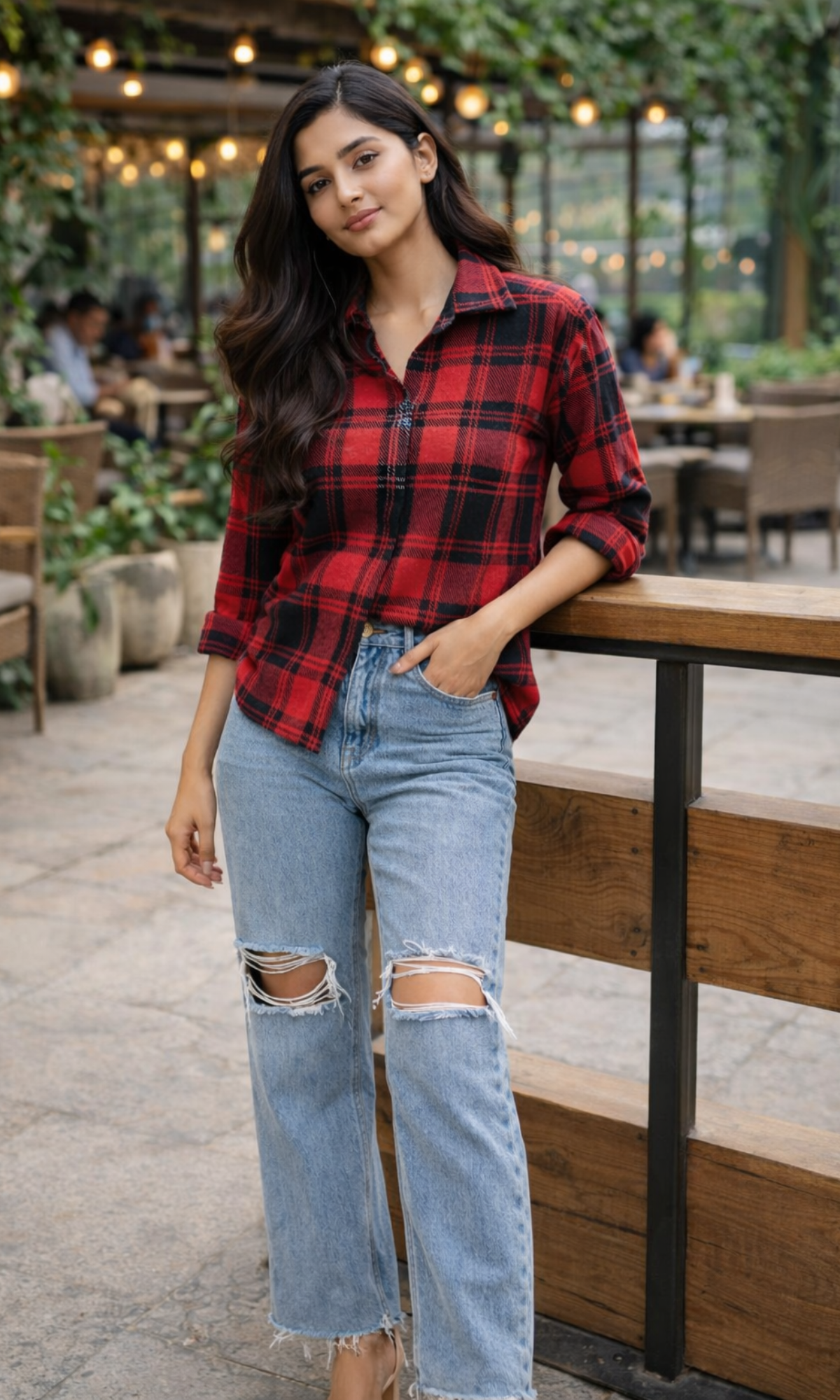 Red Black Plaid Winter Checked Shirt