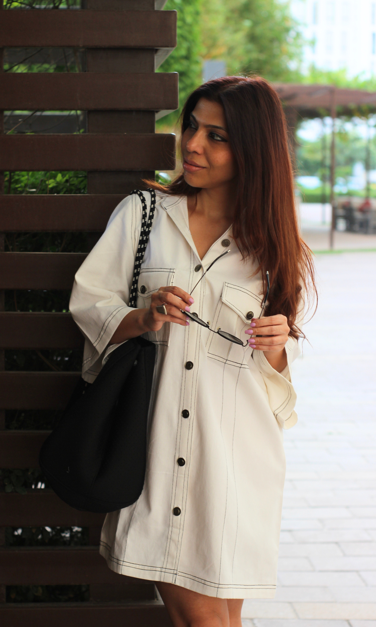 White Thread Work Dress