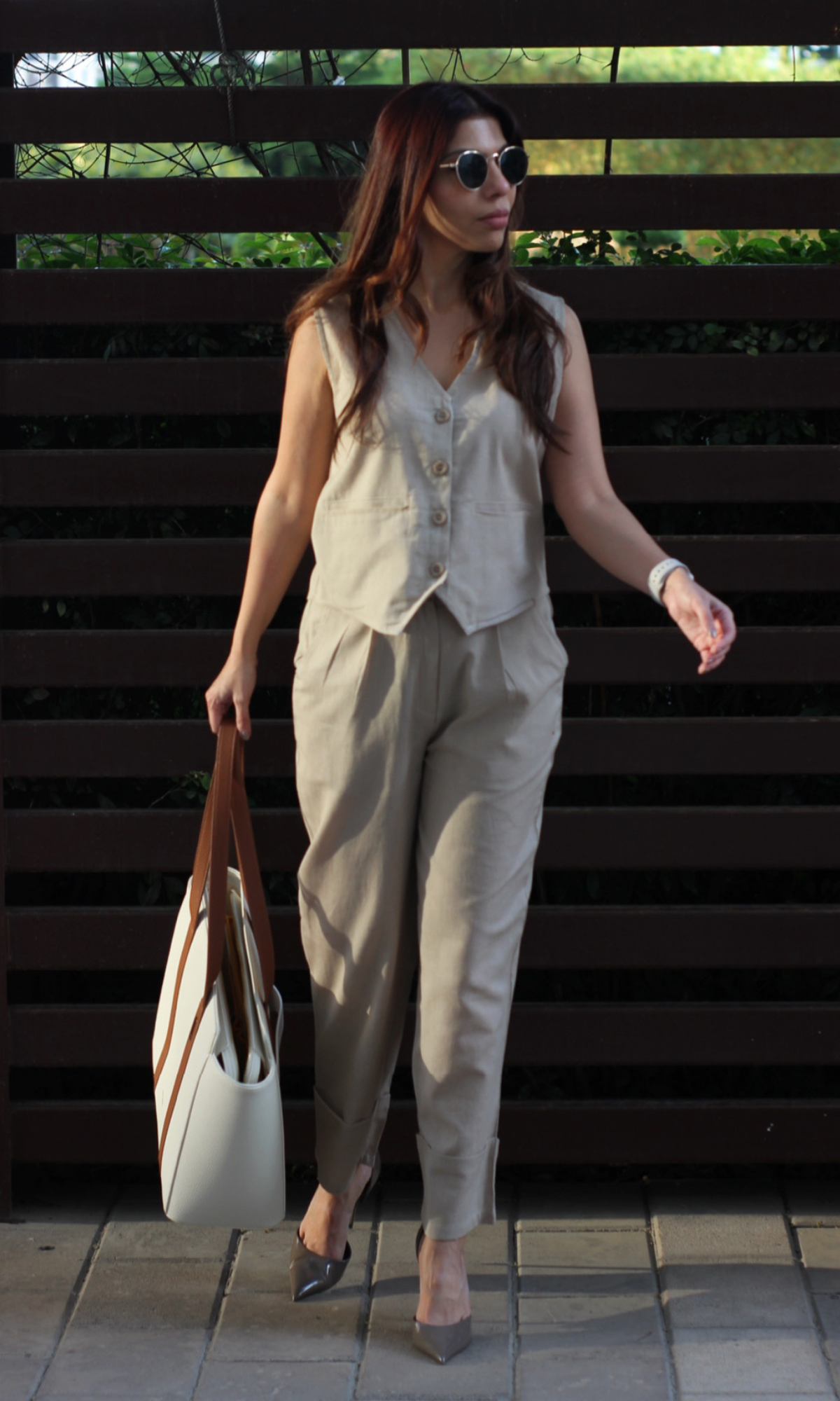 Beige Waist Coat and Pants Co-ord