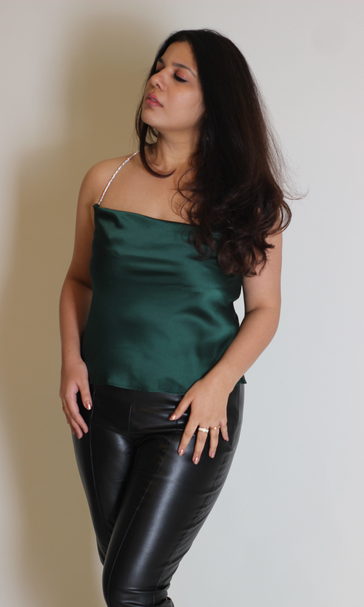 Dark Green Rhinestone Top