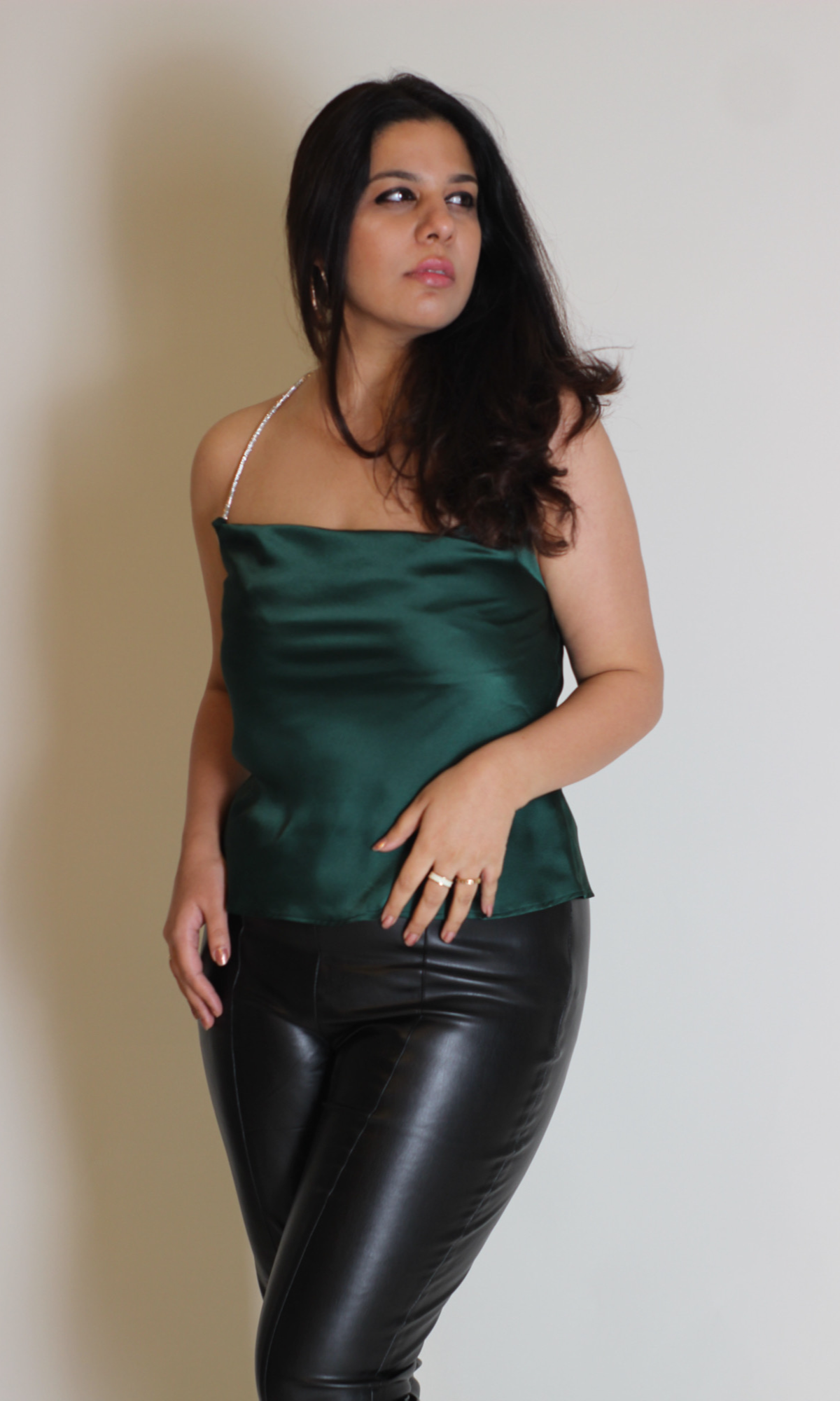 Dark Green Rhinestone Top