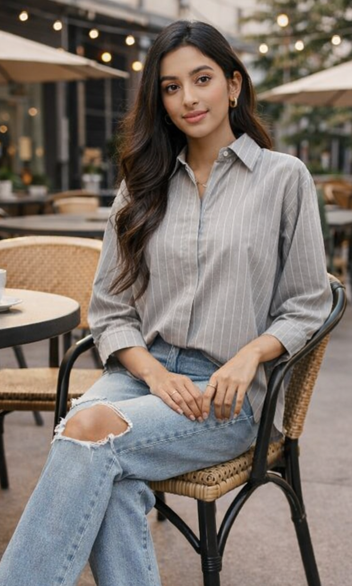 Sand Striped Cotton Shirt