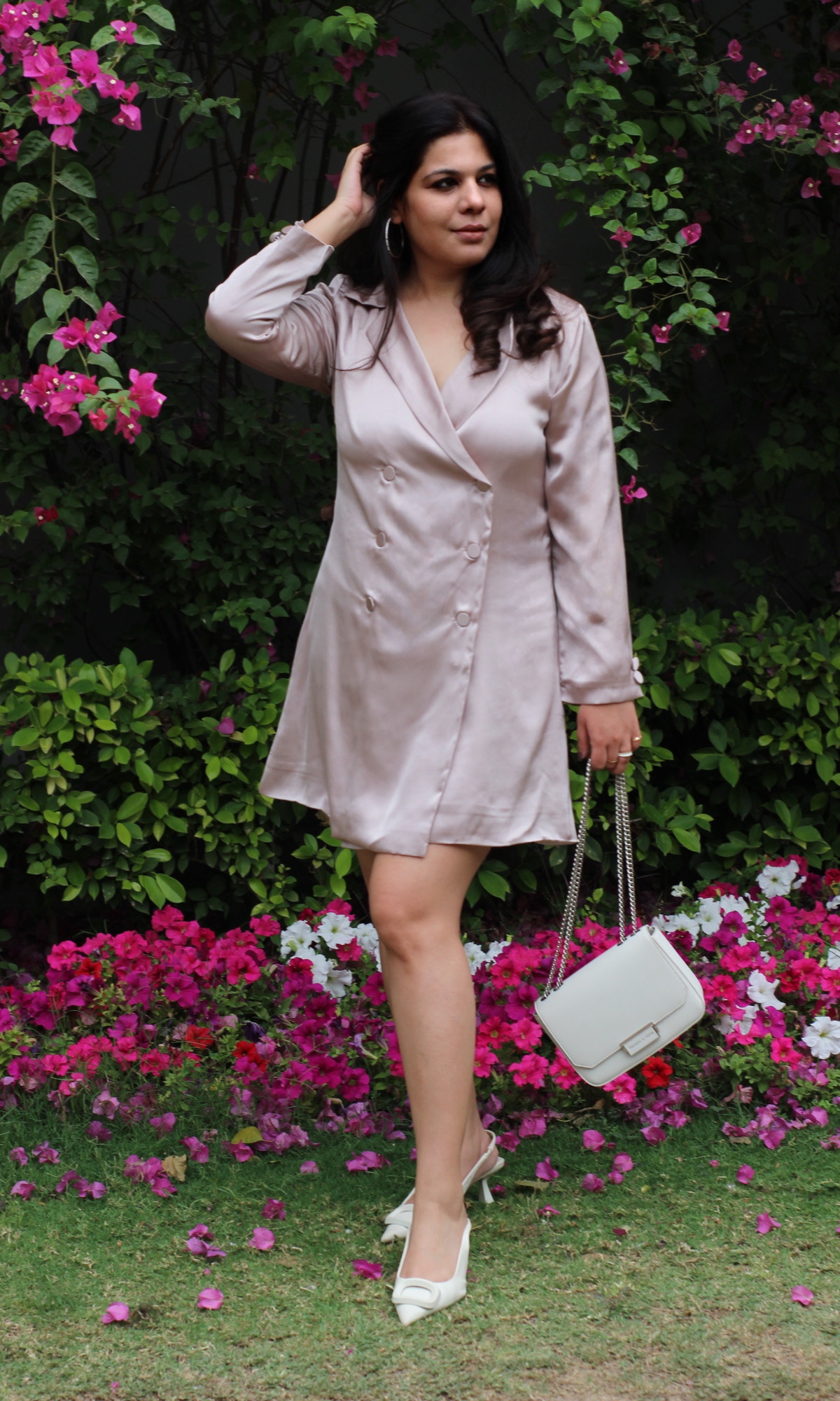 Greyish-Mauve Buttoned Blazer Dress