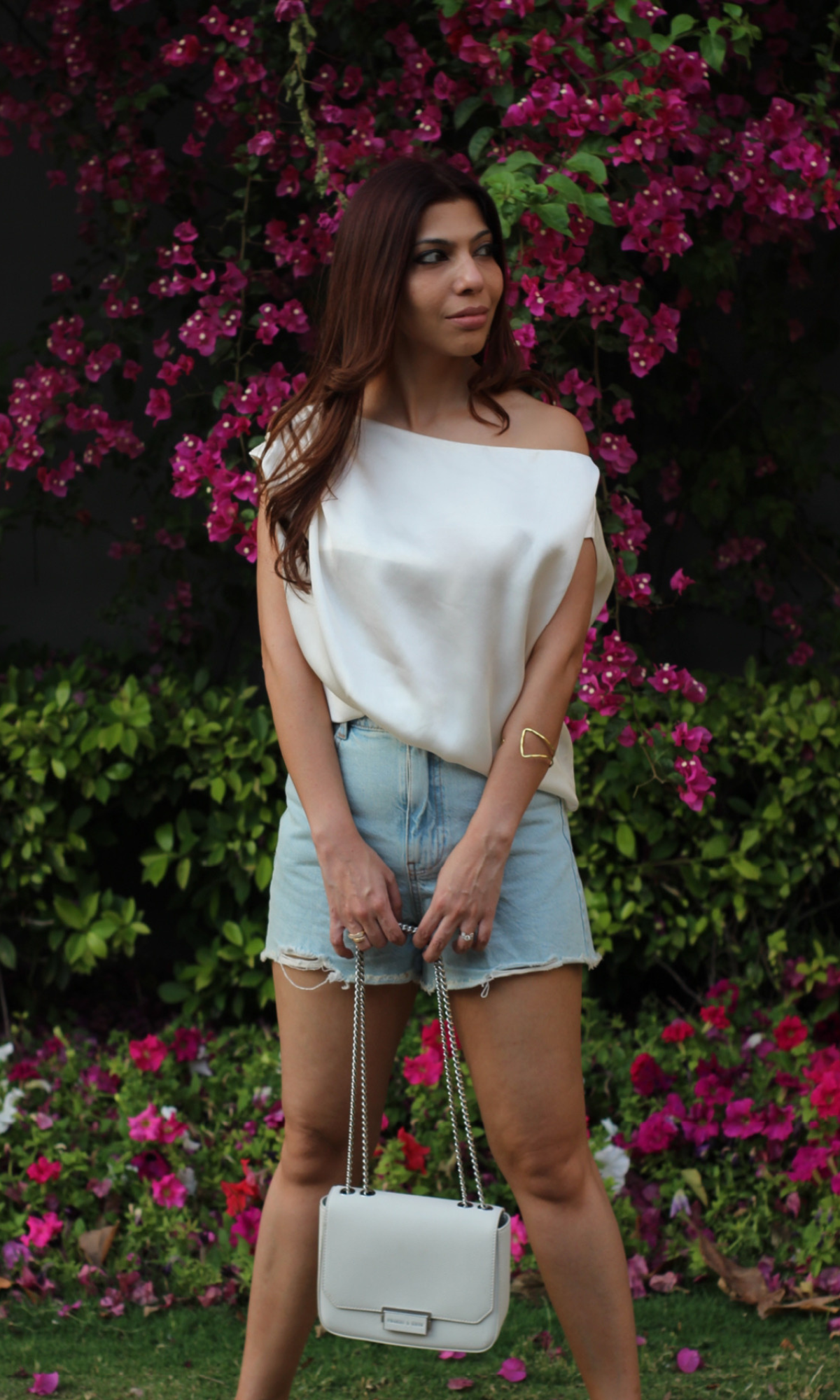 Pearl White One-Shoulder Top