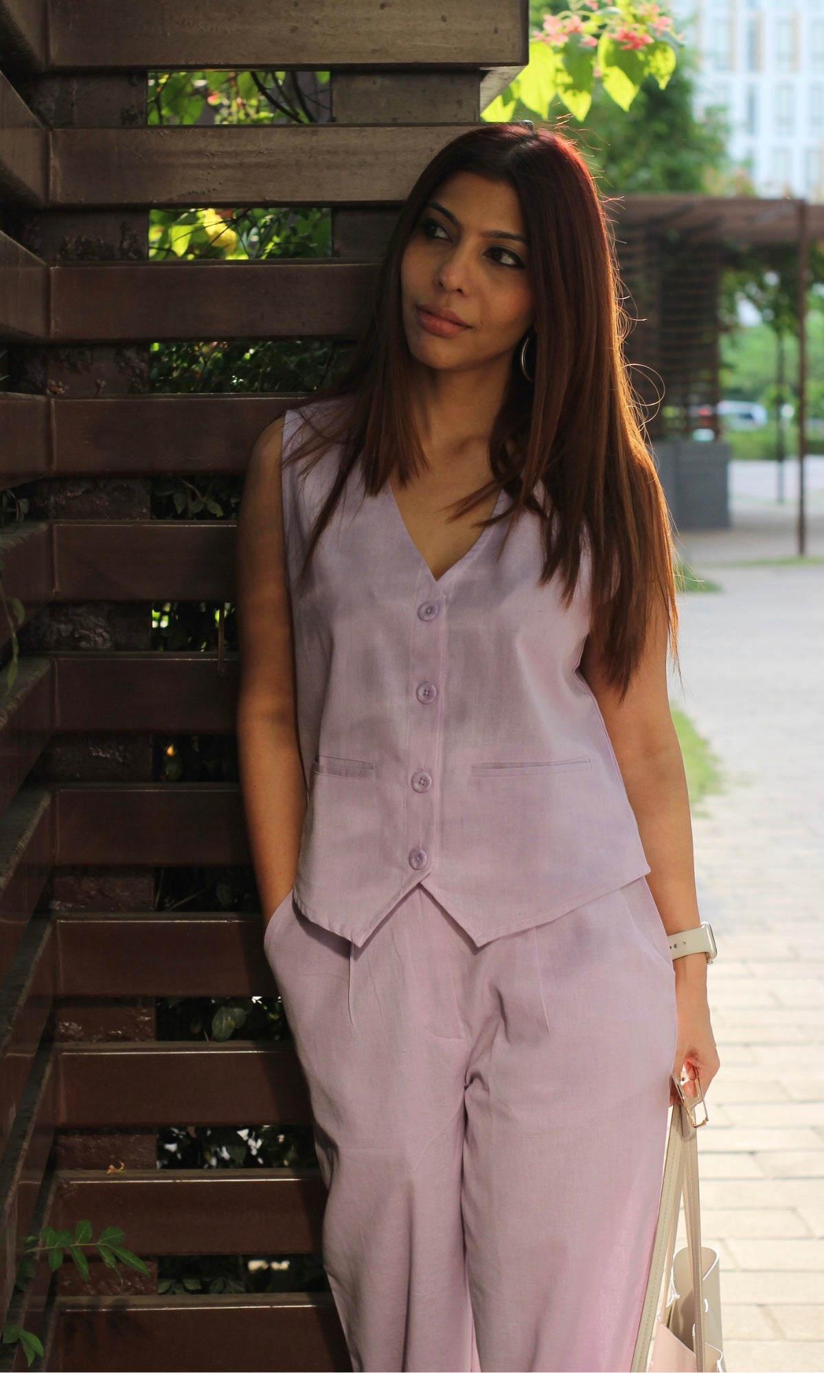 Light Purple Waist Coat and Pants Co-ord