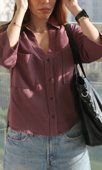 Rosewood Cotton Cropped Shirt