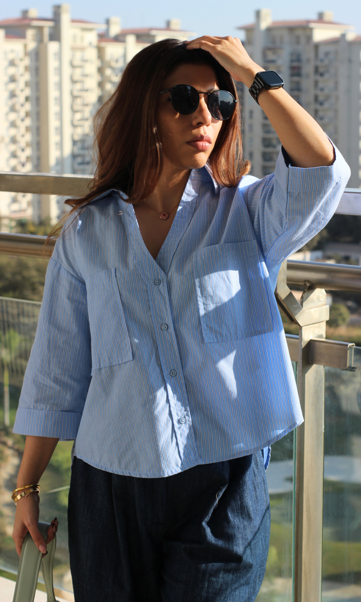 Blue Pinstripe Cotton Shirt