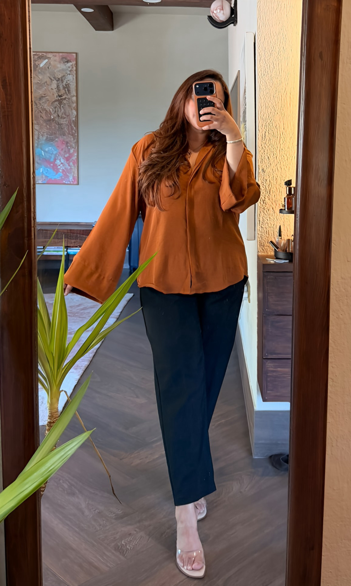 Rust Flared Sleeves Shirt