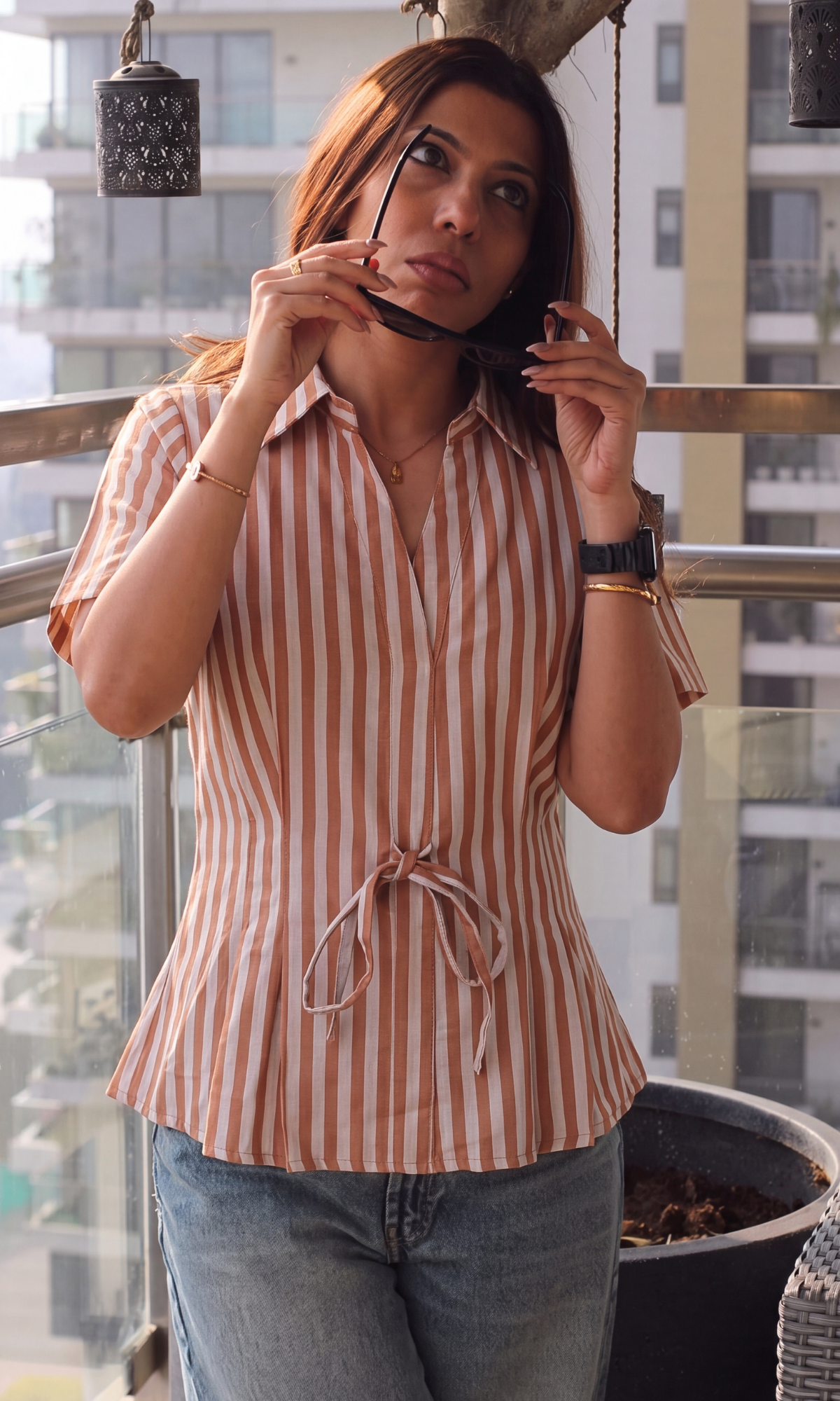 Rust Two Tone String Detail Top
