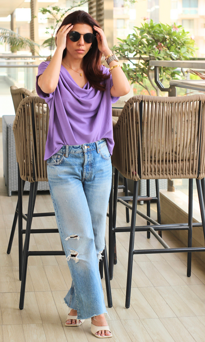Wisteria Flowing Cowl Neck Top
