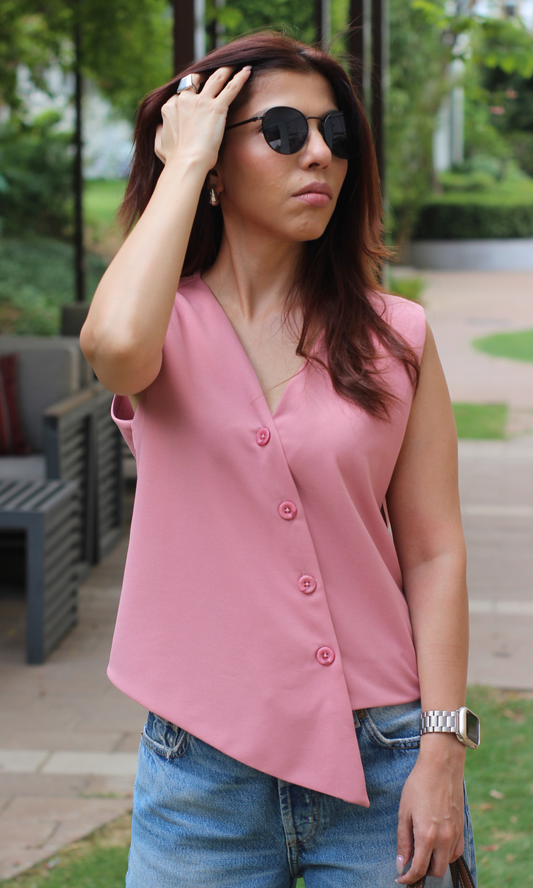Puce Pink Side-Cut Waist Coat
