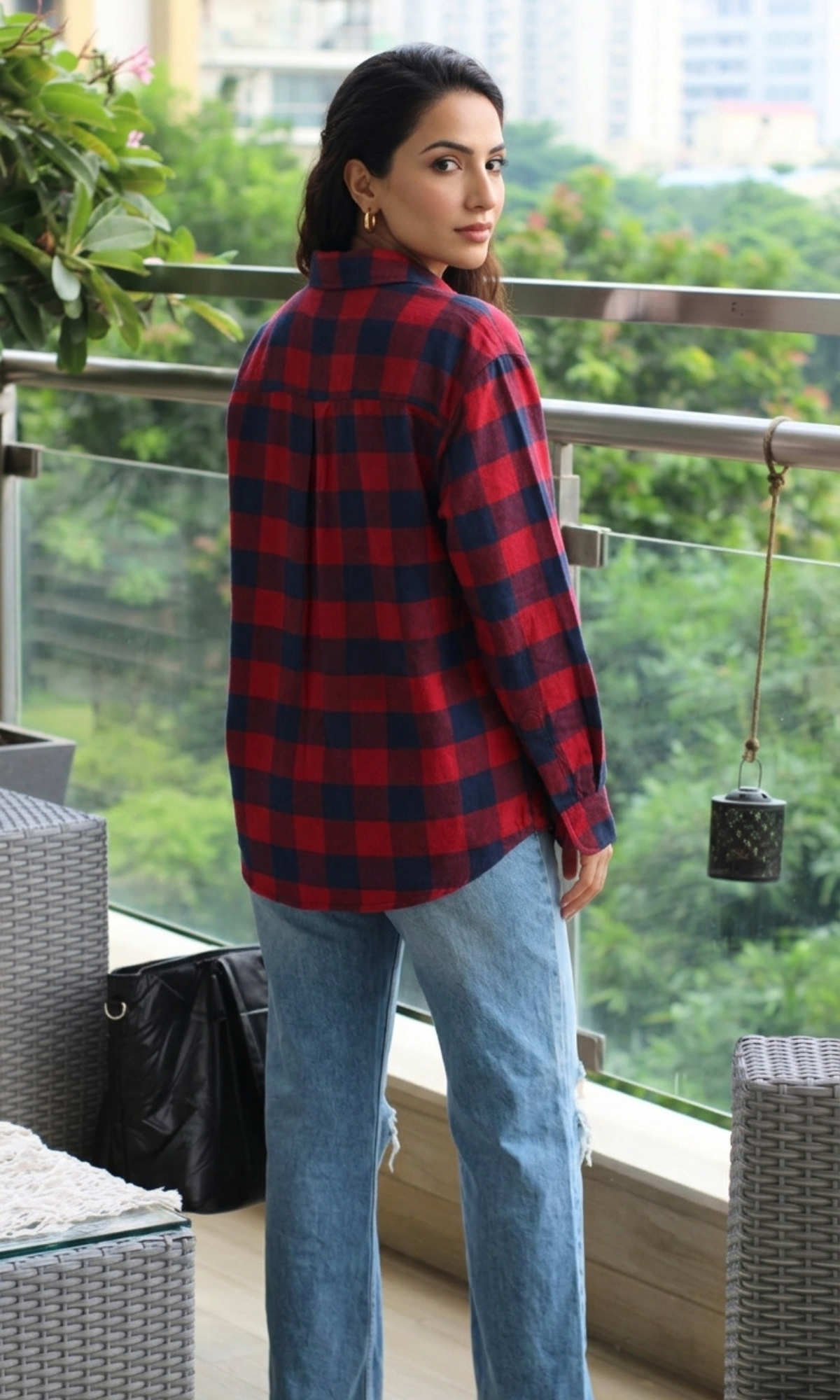 Red Navy Block Checked Shirt