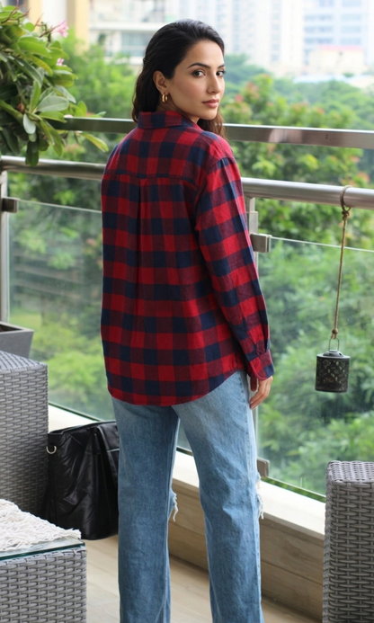 Red Navy Block Checked Shirt