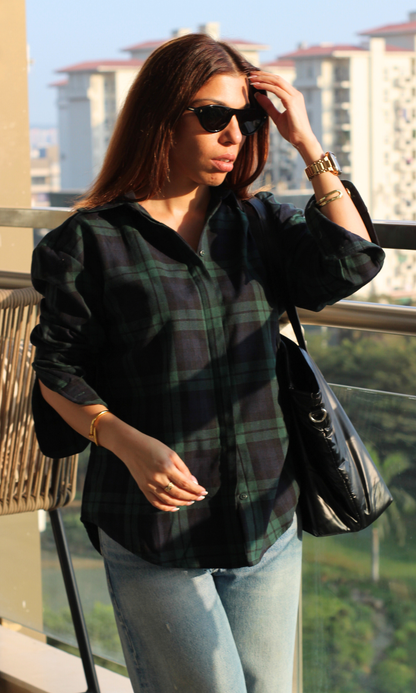 Green Blue Plaid Checked Shirt