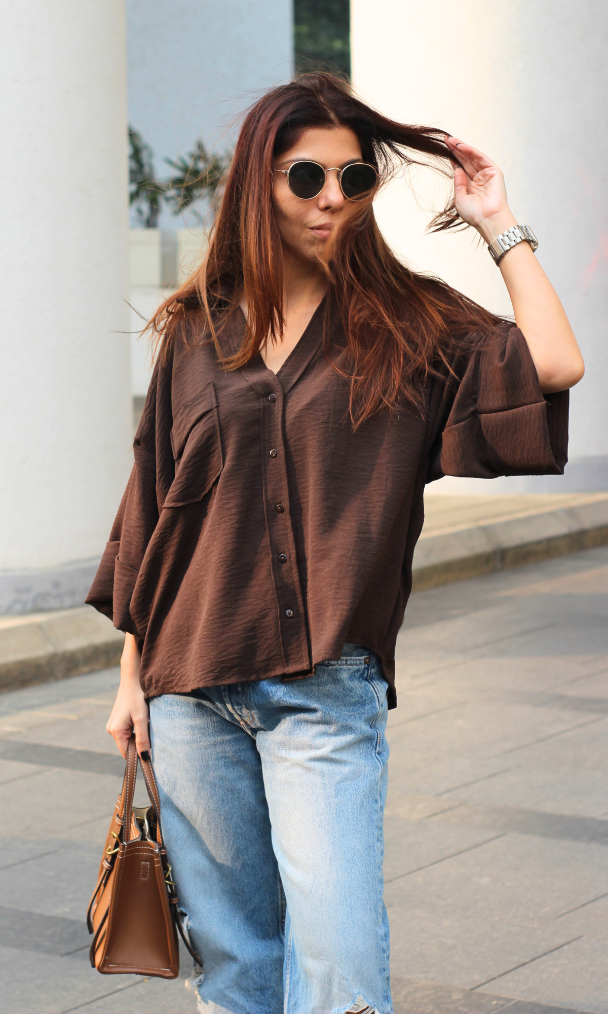 Brown Flowing Shirt