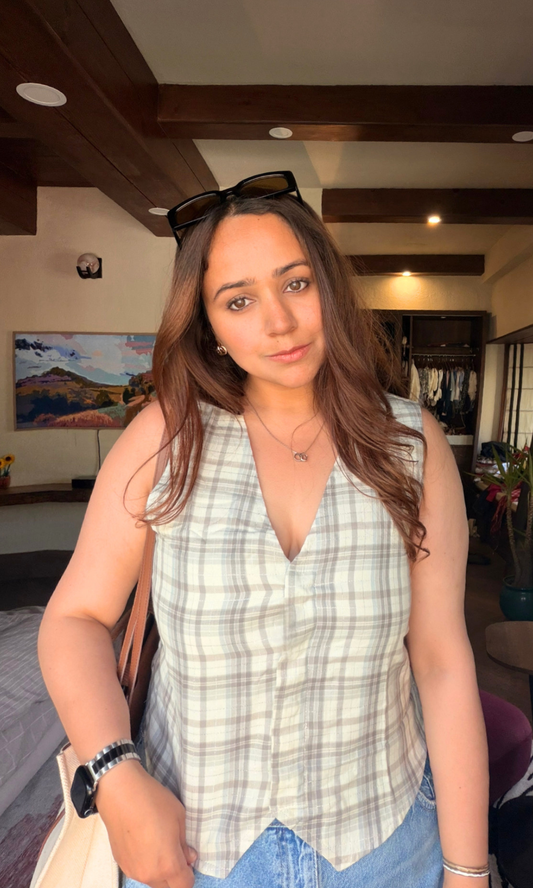 Starlit Lurex Checked Waist Coat