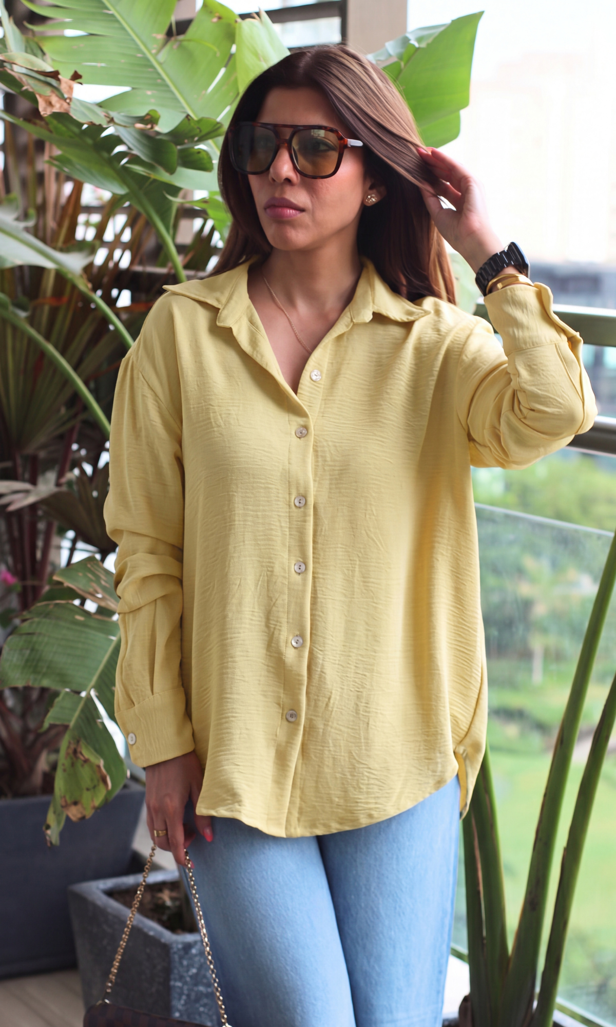 Butter Yellow Flowy Shirt