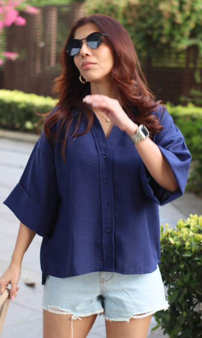 Cobalt Blue Textured Shirt