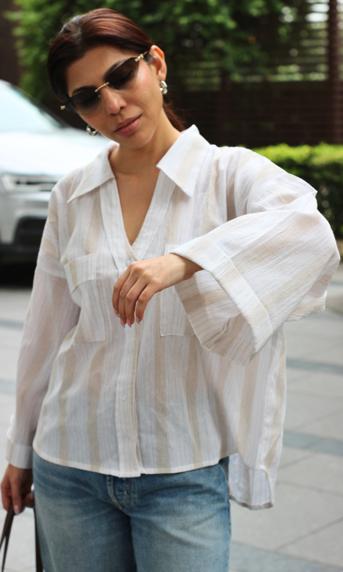 White Beige Cotton Shirt