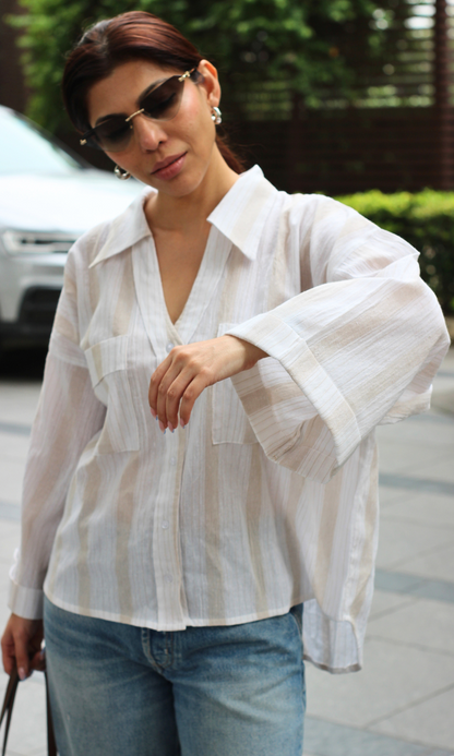 White Beige Cotton Shirt
