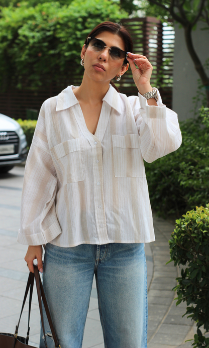 White Beige Cotton Shirt